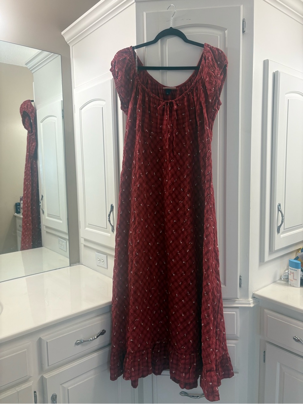 Universal Thread Red Maxi Dress with Subtle Print